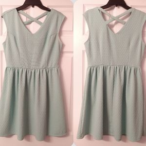 NO BOUNDARIES Size L Aqua Stretchy Cutout Dress